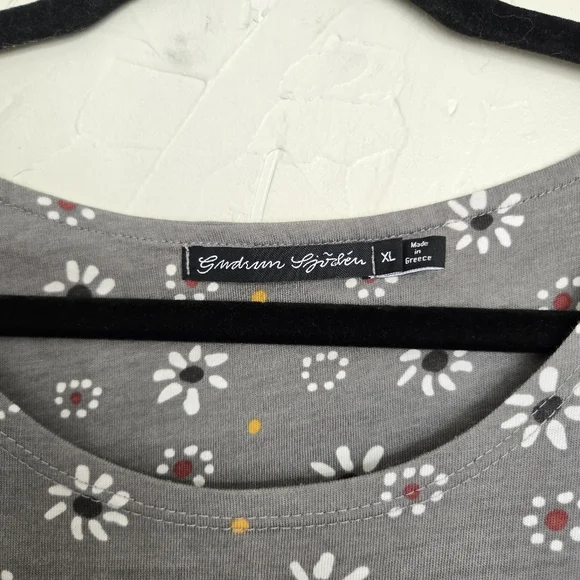Gudrun Sjödén Floral Jersey Gray White Yellow Dress, XL - Picture 10 of 12